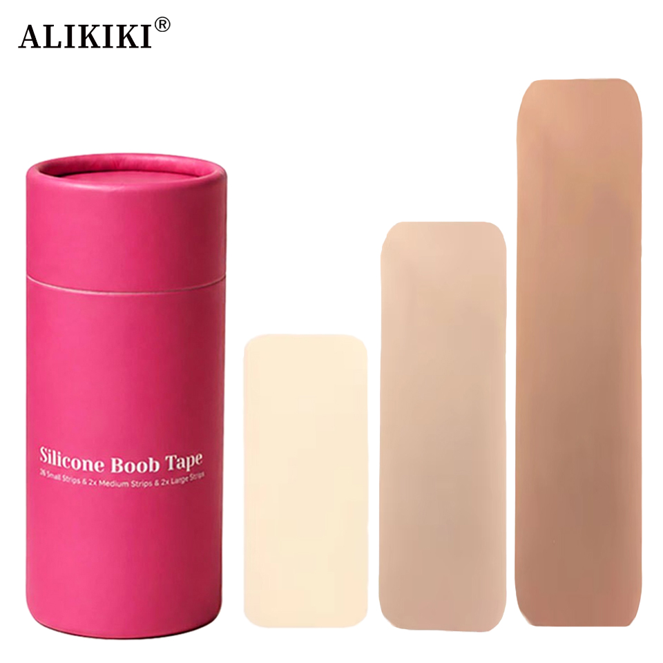 Strapless Bra Adhesive - 6個入り 再利用可能なプレカットシリコンバストテープ 粘着式バストリフトストリップ プッシュアップ ニップルカバー パスティ