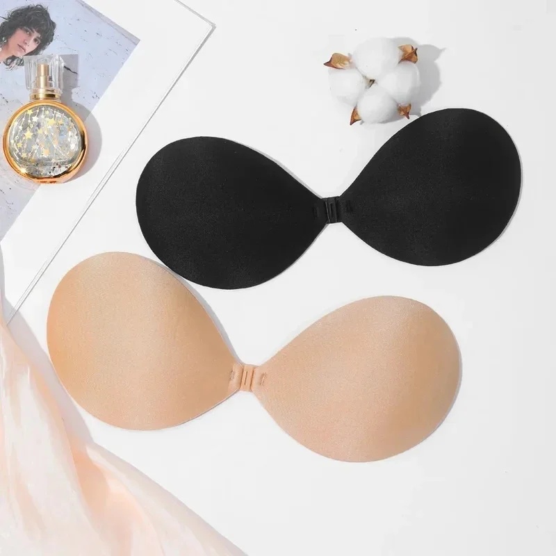 Push Up Bra Silicone - 1/2/4個入り 女性用ブラジャー インビジブルプッシュアップブラ セルフアドヒーシブシリコン シームレスフロントクロージャー 粘着式バックレスストラップレスブラ