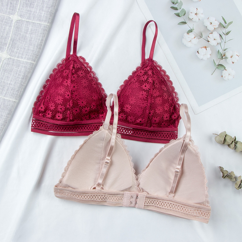 Lace Bralette Set - セクシーな花レースのブラジャートップ女性のためのプッシュアップ女性ランジェリー通気性 Bralette 取り外し可能なパッド薄型ファッション新しいワイヤレスブラジャー