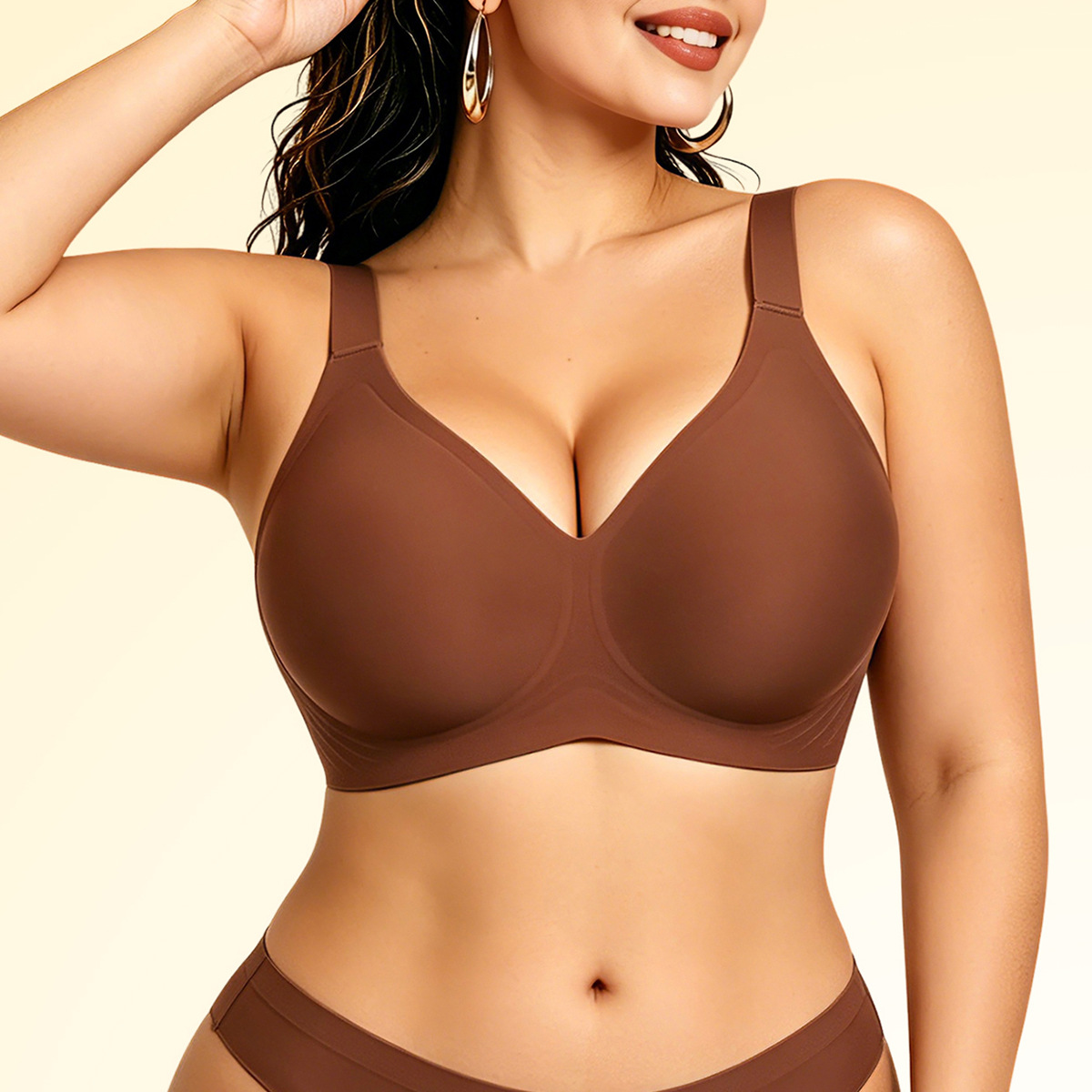 Wirefree Bra Comfort - 女性用シームレスソフトサポートワイヤーフリーブラ 薄型モールドカップ 快適シームレスブラ ソリッドカラー 普段使いブラ 下着