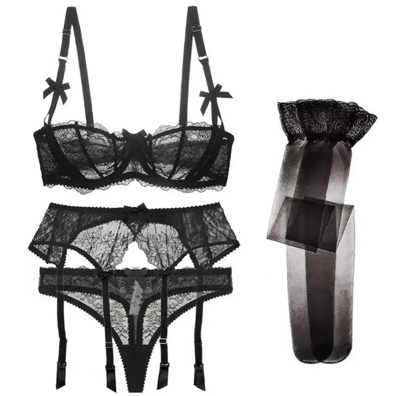 2025年新作 高級ハーフカップレース シースルー セクシー - Lace Bralette Set のレビューと価格